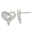 Stainless Steel Polished Heart Cubic Zirconia Button Earrings for Women