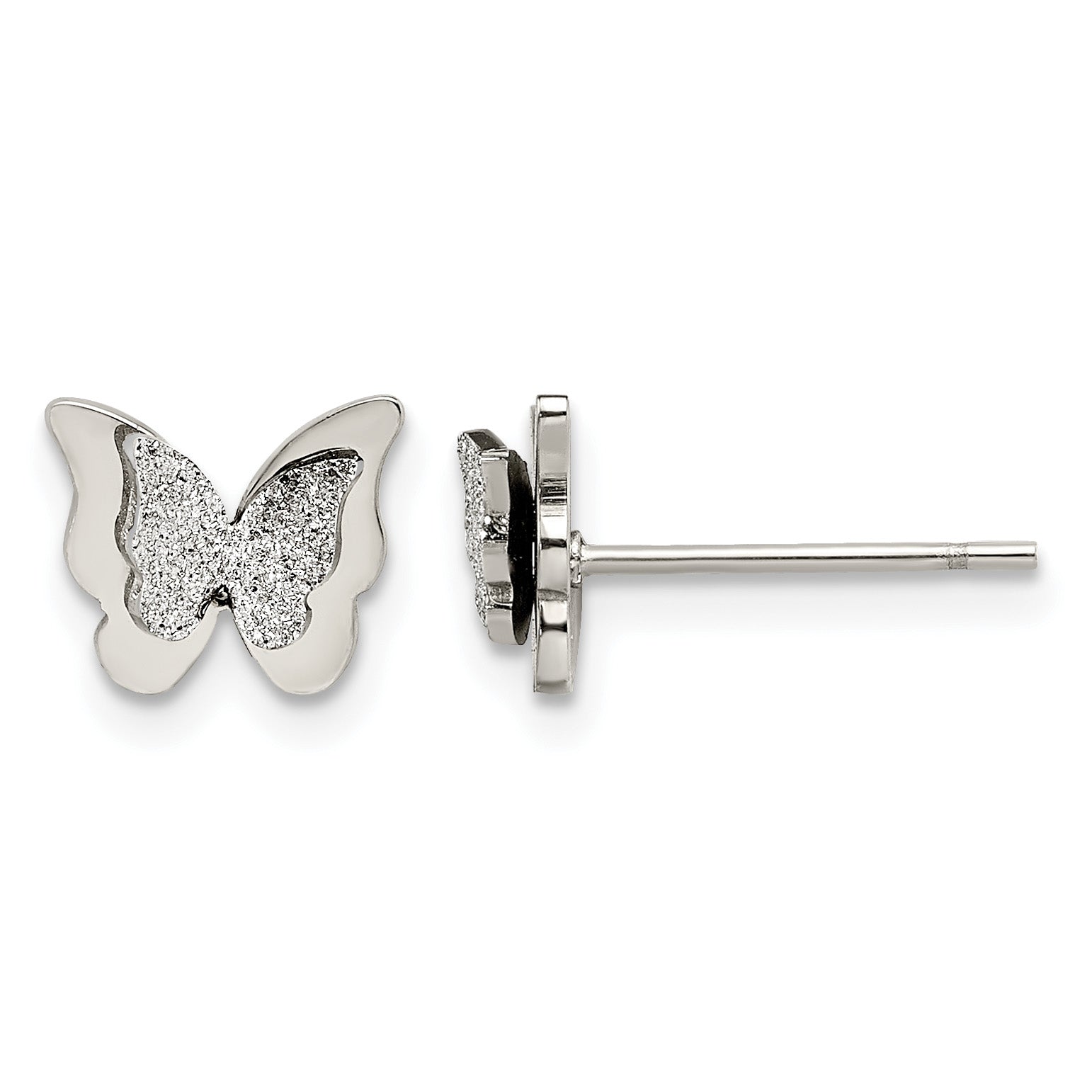 Stainless Steel Polished Button Earrings for Women