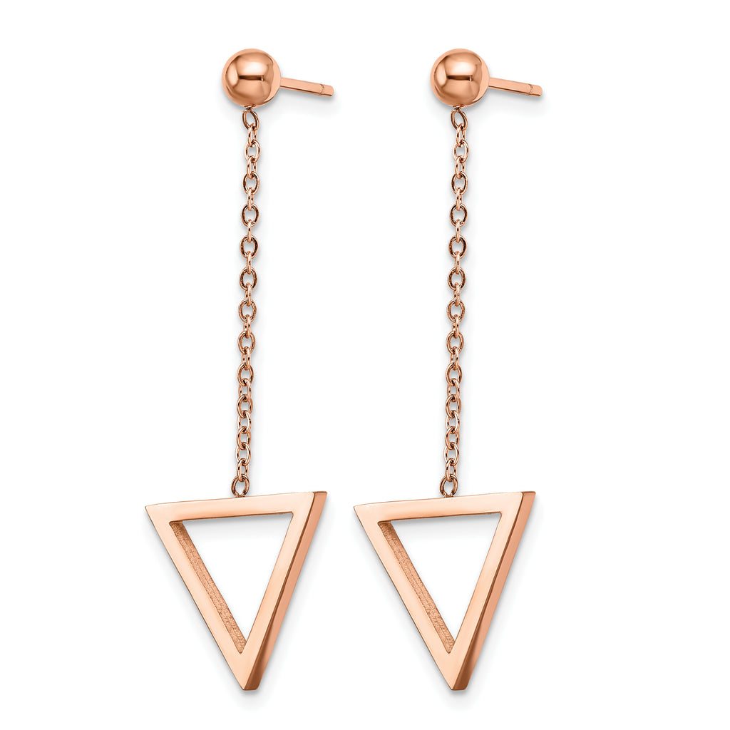 Stainless Steel Rose Gold-Tone Polished Drop Dangle Earrings for Women
