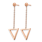 Stainless Steel Rose Gold-Tone Polished Drop Dangle Earrings for Women