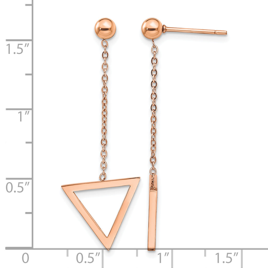 Stainless Steel Rose Gold-Tone Polished Drop Dangle Earrings for Women