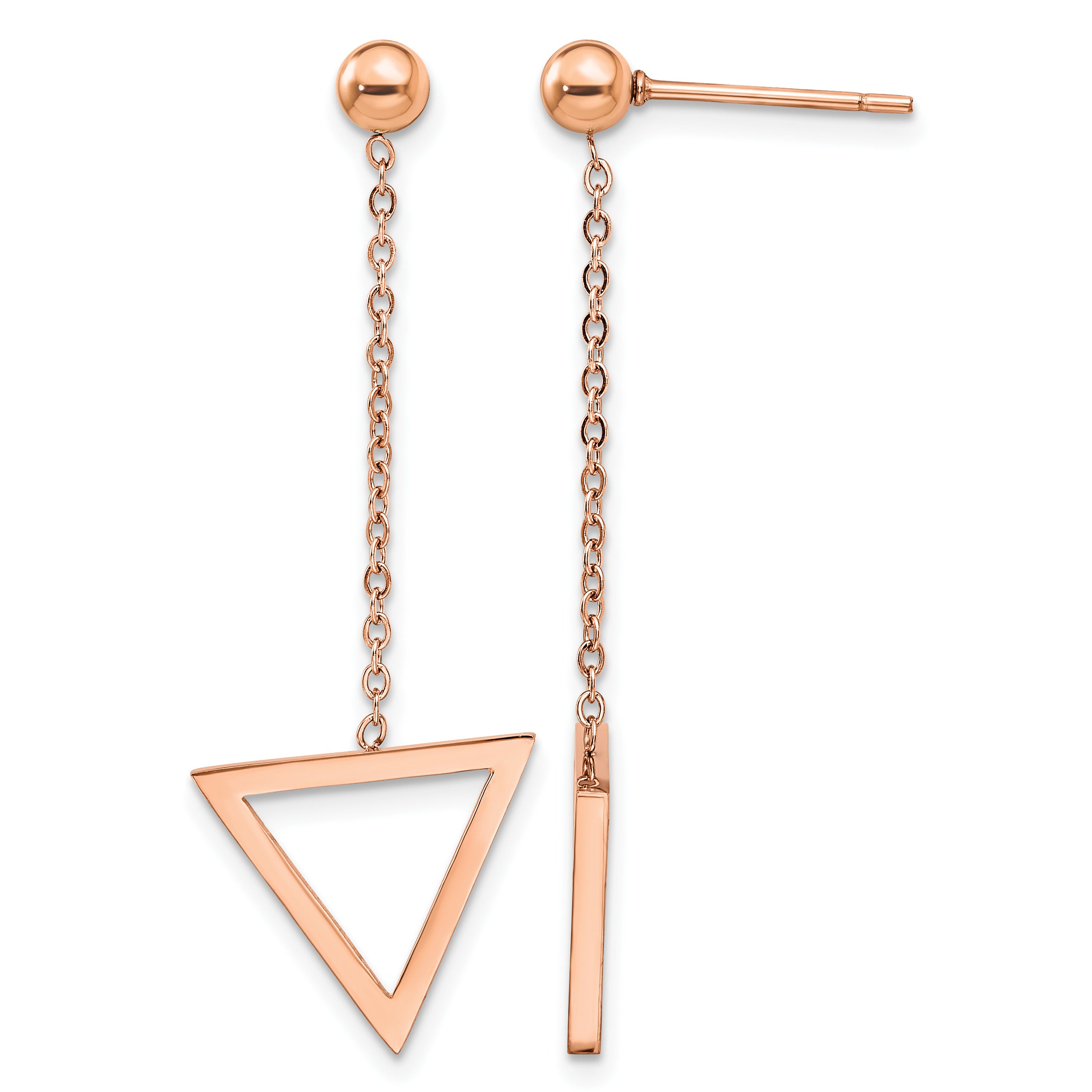 Stainless Steel Rose Gold-Tone Polished Drop Dangle Earrings for Women