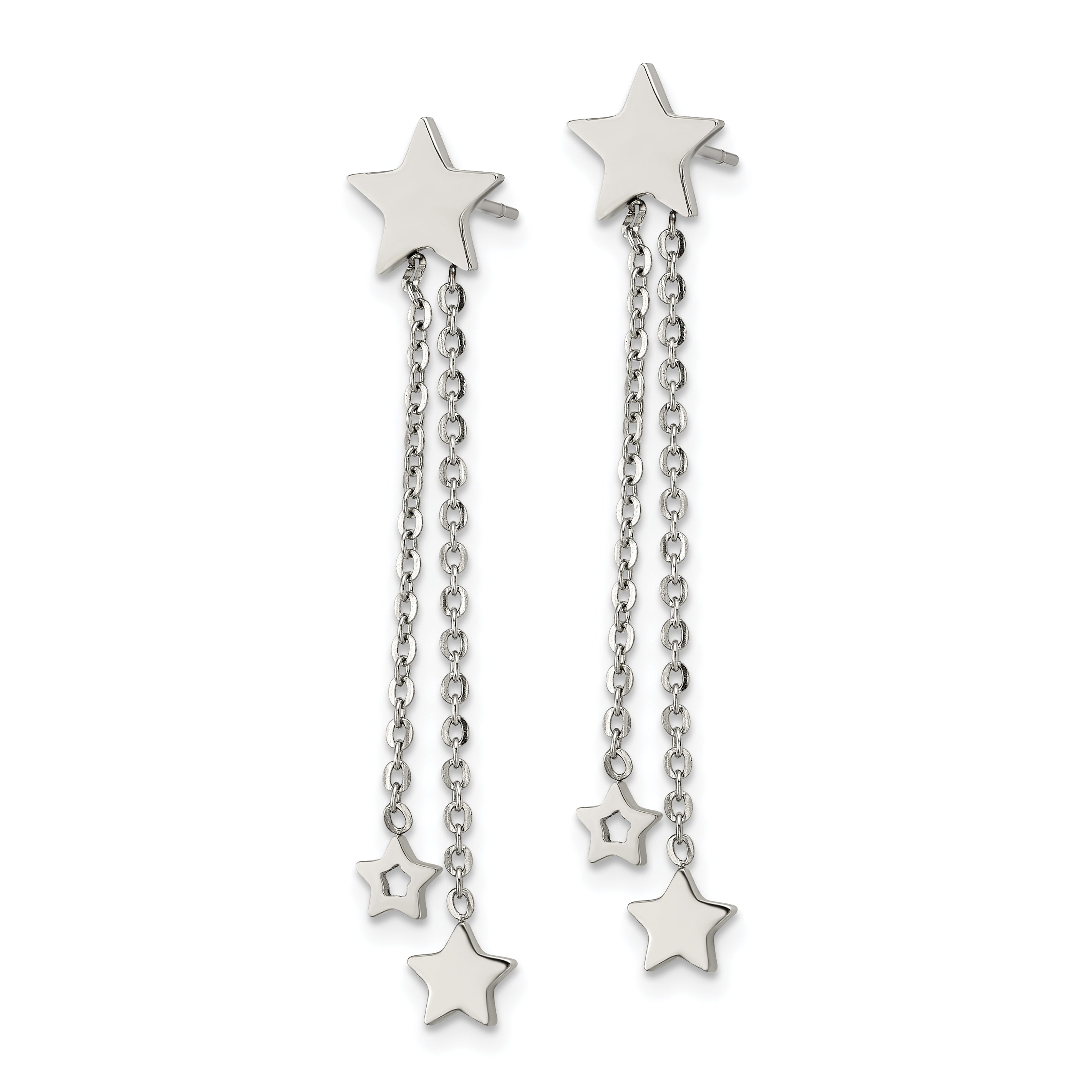 Chisel Stainless Steel Polished Stars Post Dangle Earrings