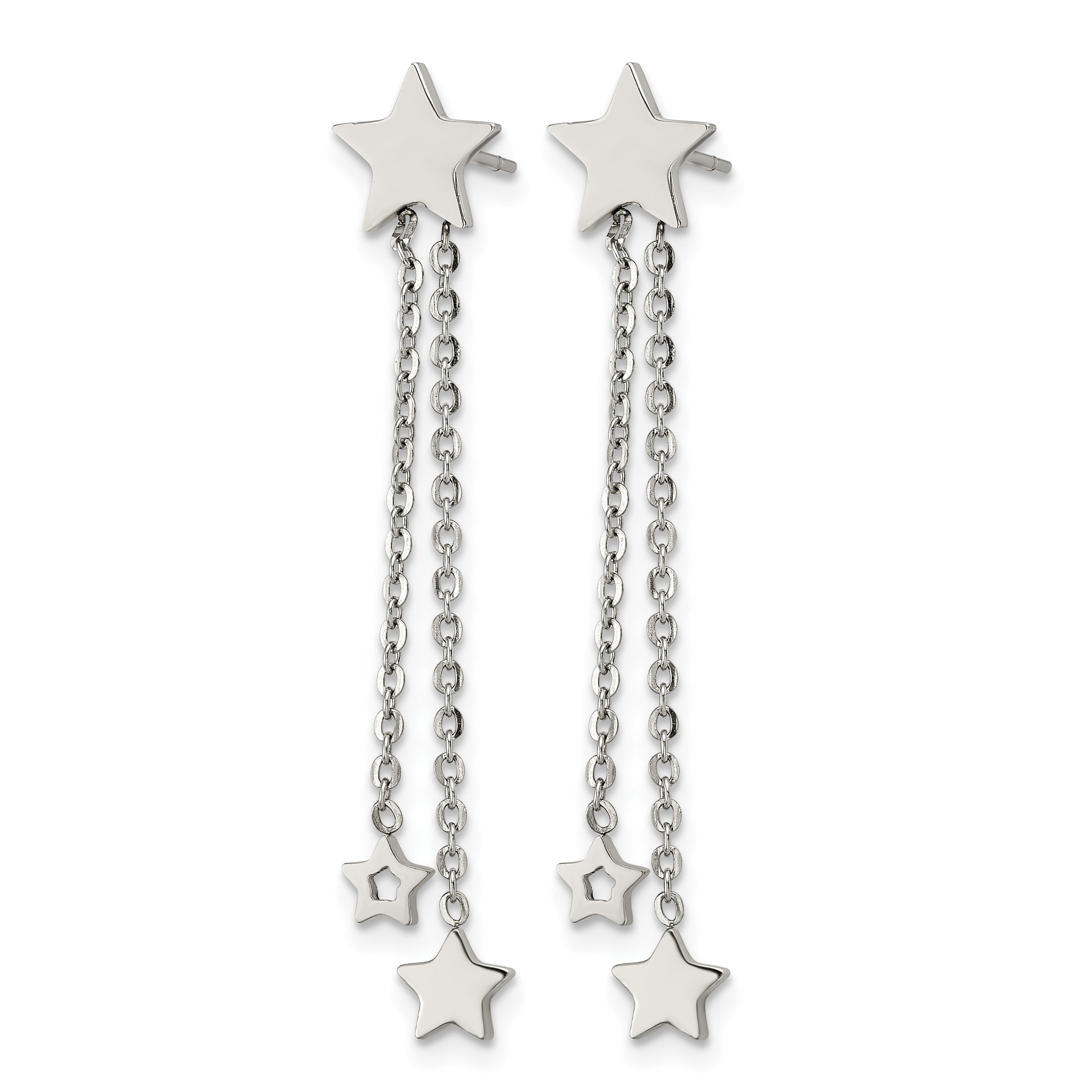 Stainless Steel Polished Star Drop Dangle Earrings for Women Secondary image