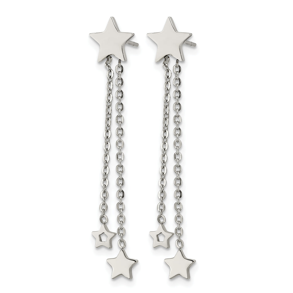 Stainless Steel Polished Star Drop Dangle Earrings for Women
