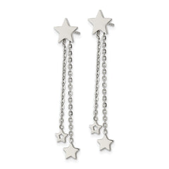 Chisel Stainless Steel Polished Stars Post Dangle Earrings