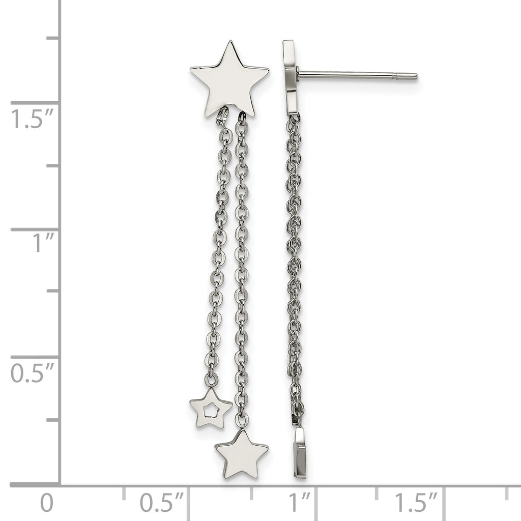 Stainless Steel Polished Star Drop Dangle Earrings for Women