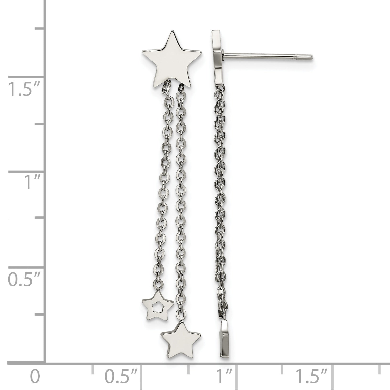 Stainless Steel Polished Star Drop Dangle Earrings for Women