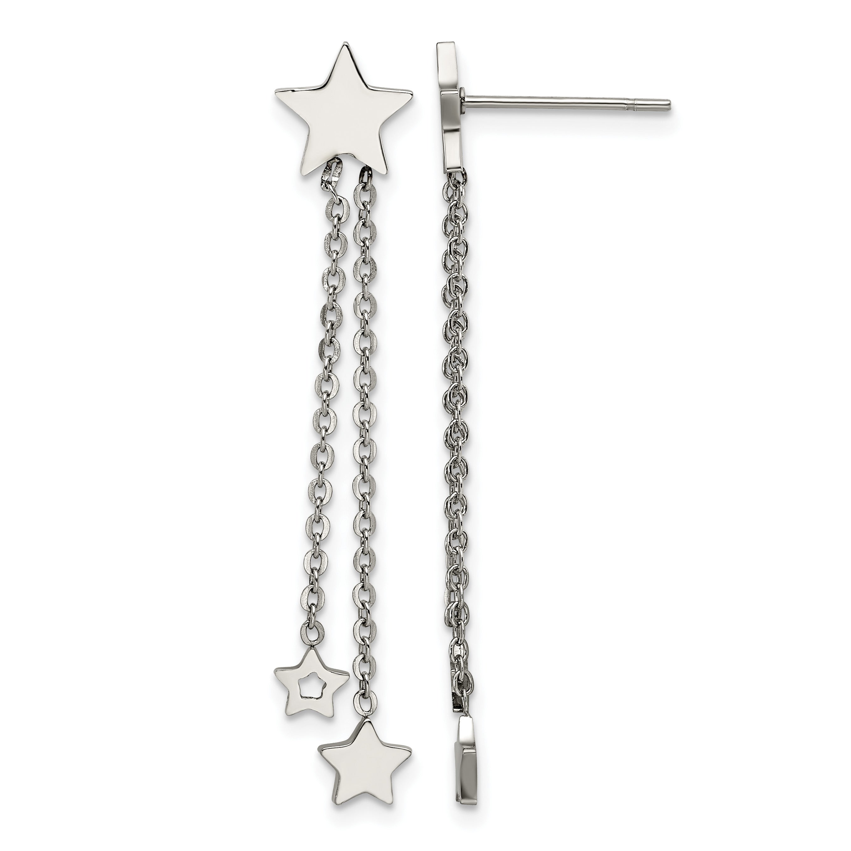 Stainless Steel Polished Star Drop Dangle Earrings for Women Main image