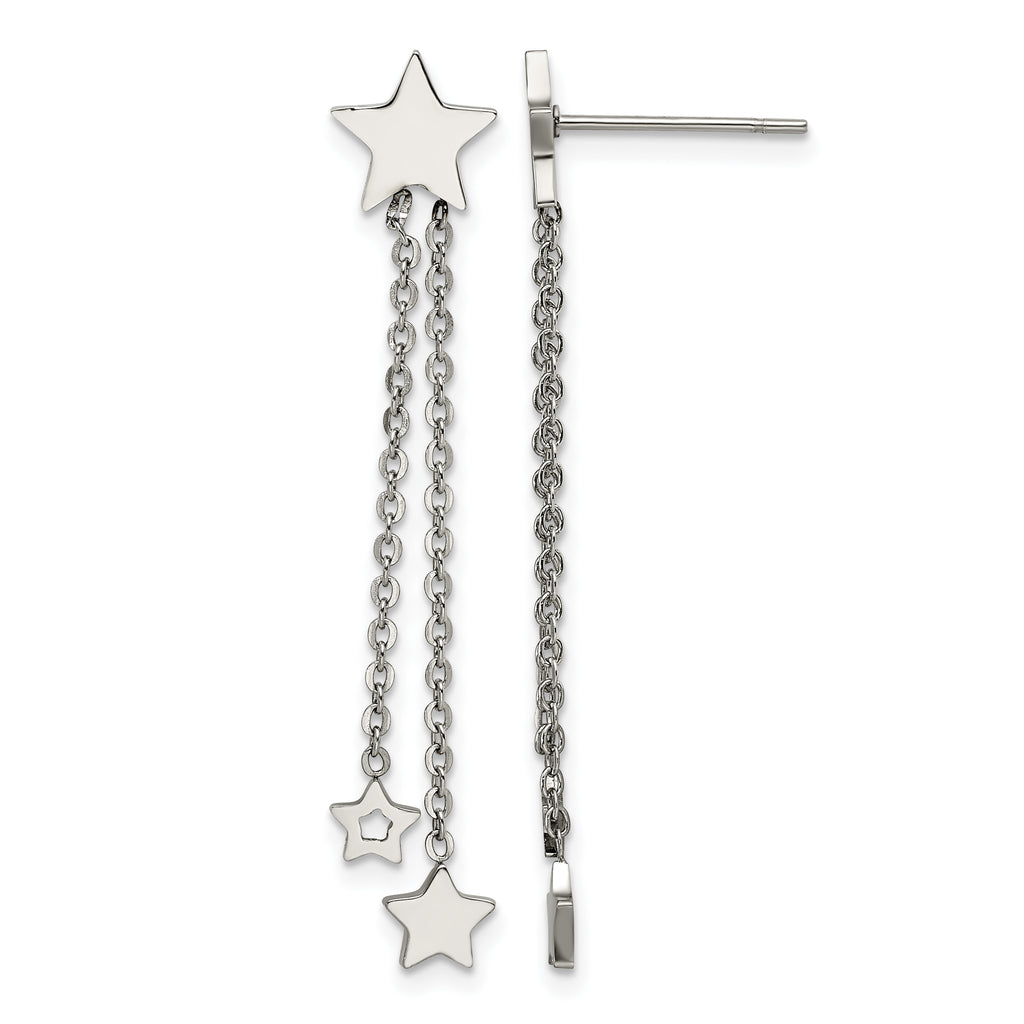 Stainless Steel Polished Star Drop Dangle Earrings for Women