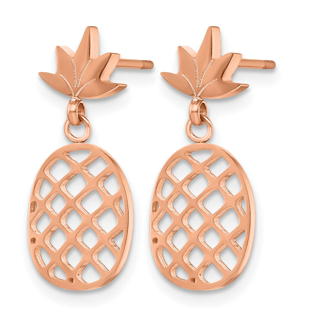 Stainless Steel Rose Gold-Tone Polished Drop Dangle Earrings for Women