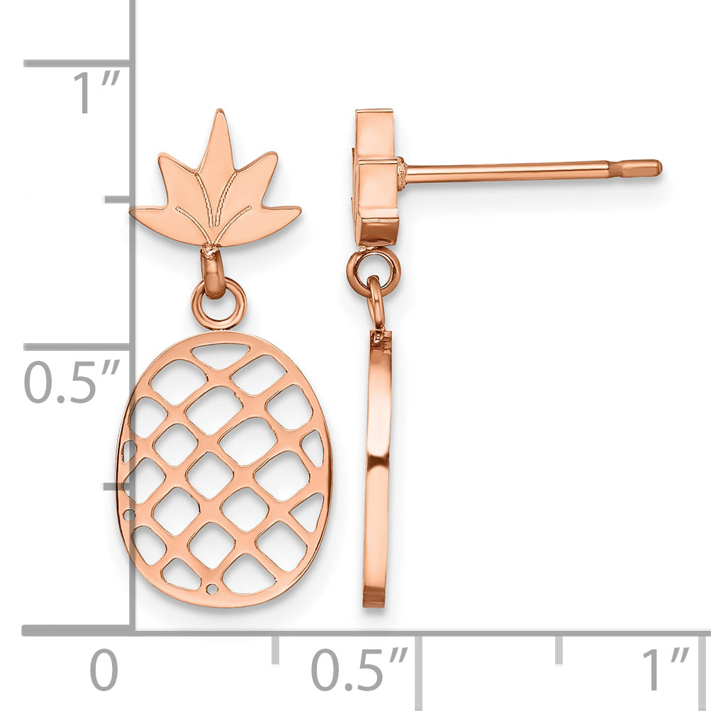 Stainless Steel Rose Gold-Tone Polished Drop Dangle Earrings for Women