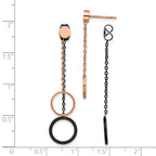 Chisel Stainless Steel Polished Black and Rose IP-plated Front and Back Post Dangle Earrings