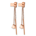 Stainless Steel Rose Gold-Tone Polished Drop Dangle Earrings for Women