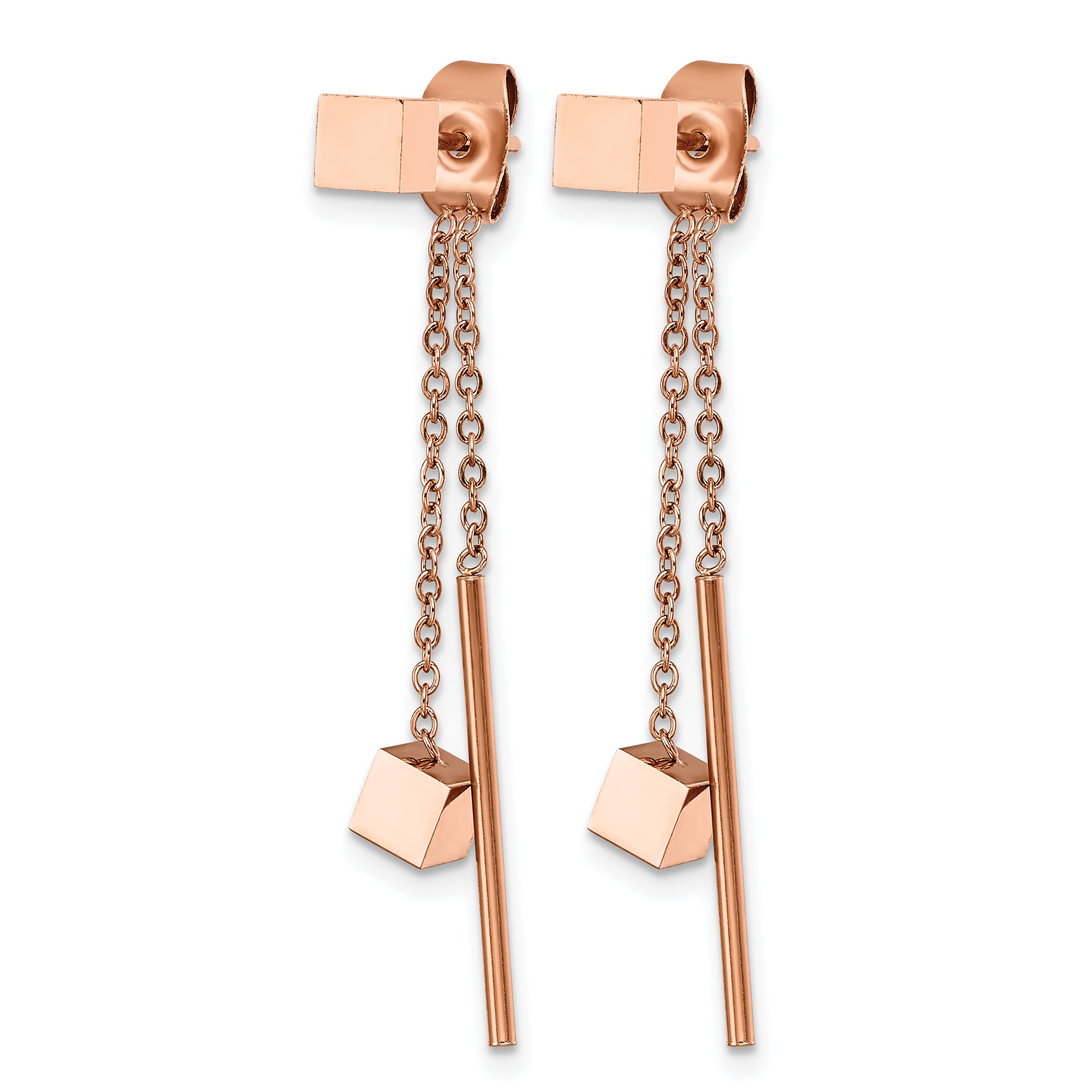Stainless Steel Rose Gold-Tone Polished Drop Dangle Earrings for Women