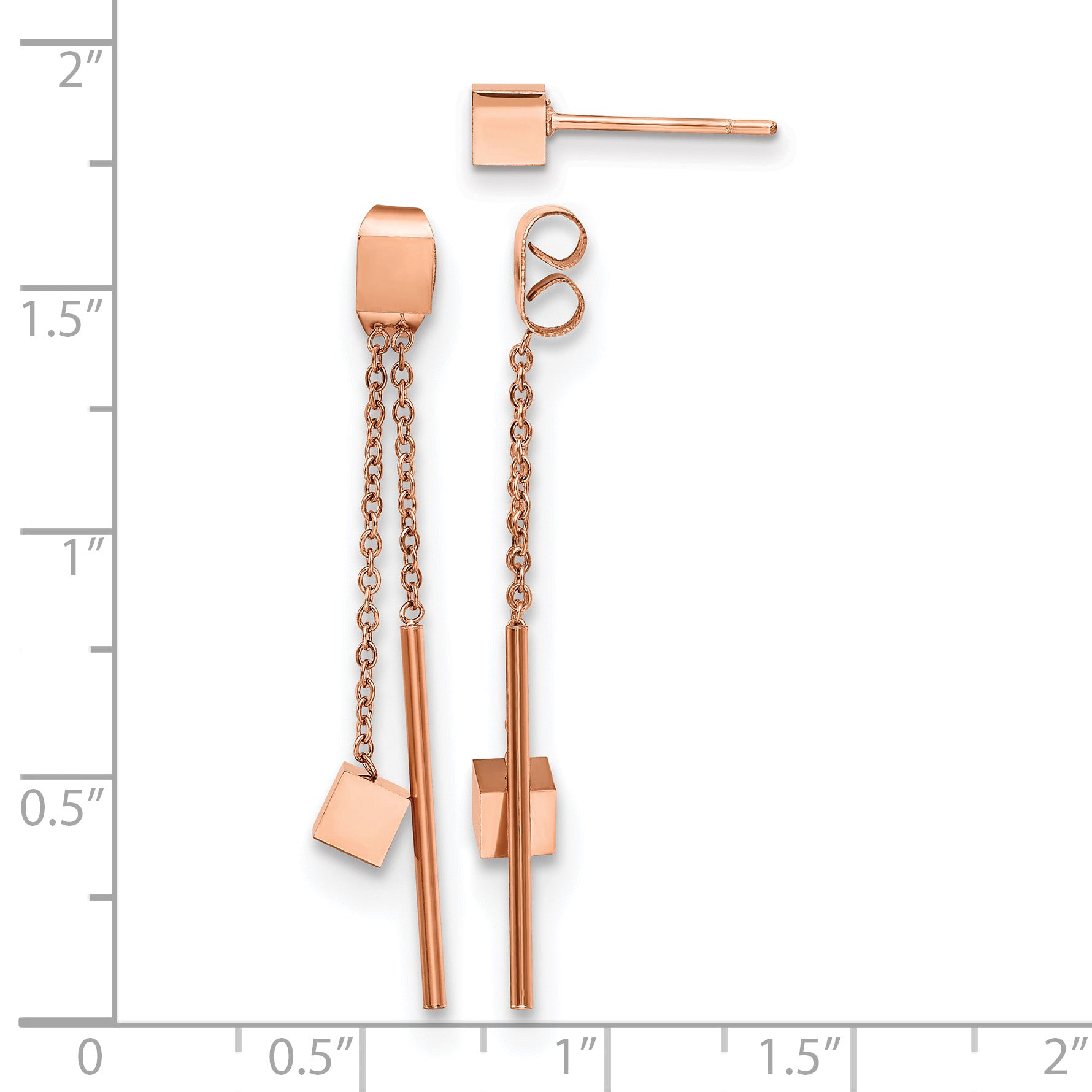 Stainless Steel Rose Gold-Tone Polished Drop Dangle Earrings for Women