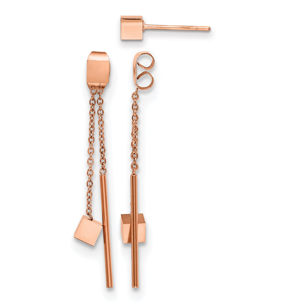 Stainless Steel Rose Gold-Tone Polished Drop Dangle Earrings for Women