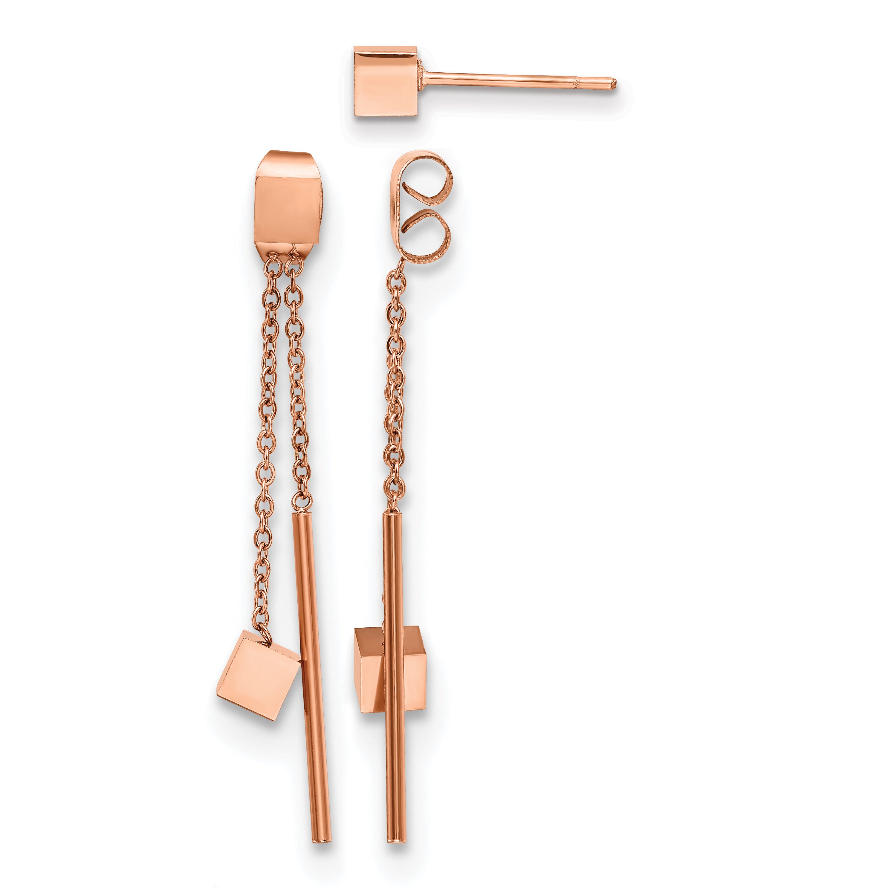 Stainless Steel Rose Gold-Tone Polished Drop Dangle Earrings for Women