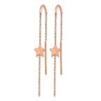 Stainless Steel Rose Gold-Tone Polished Star Threader Earrings for Women