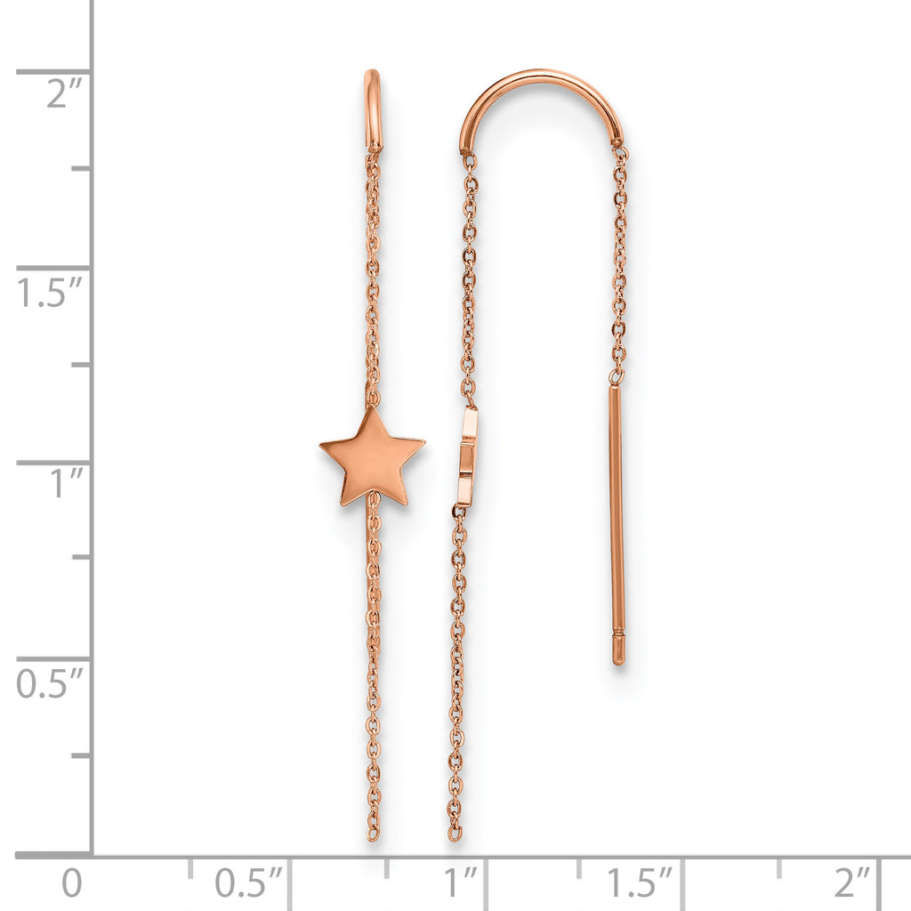 Stainless Steel Rose Gold-Tone Polished Star Threader Earrings for Women