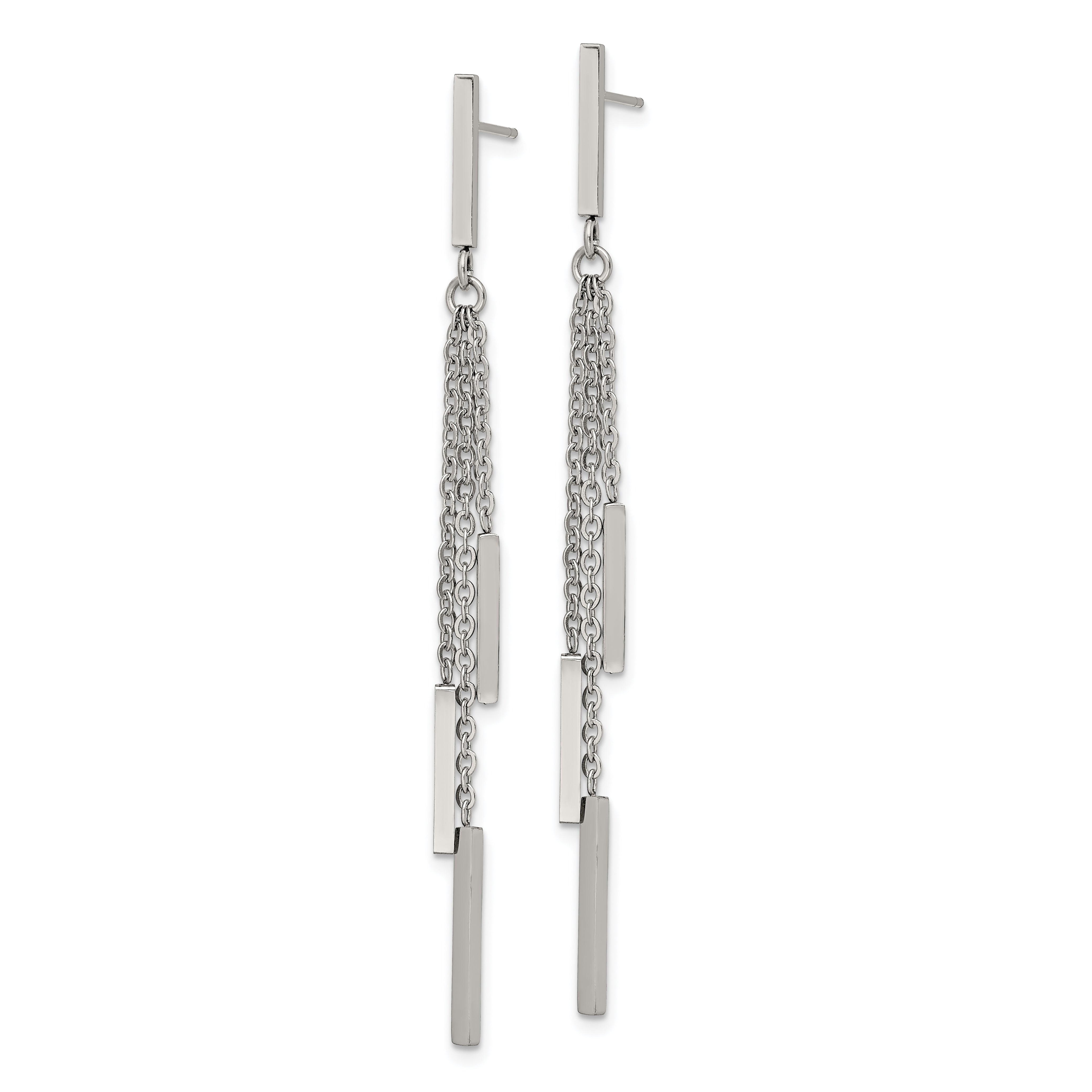 Chisel Stainless Steel Polished Bar Post Dangle Earrings