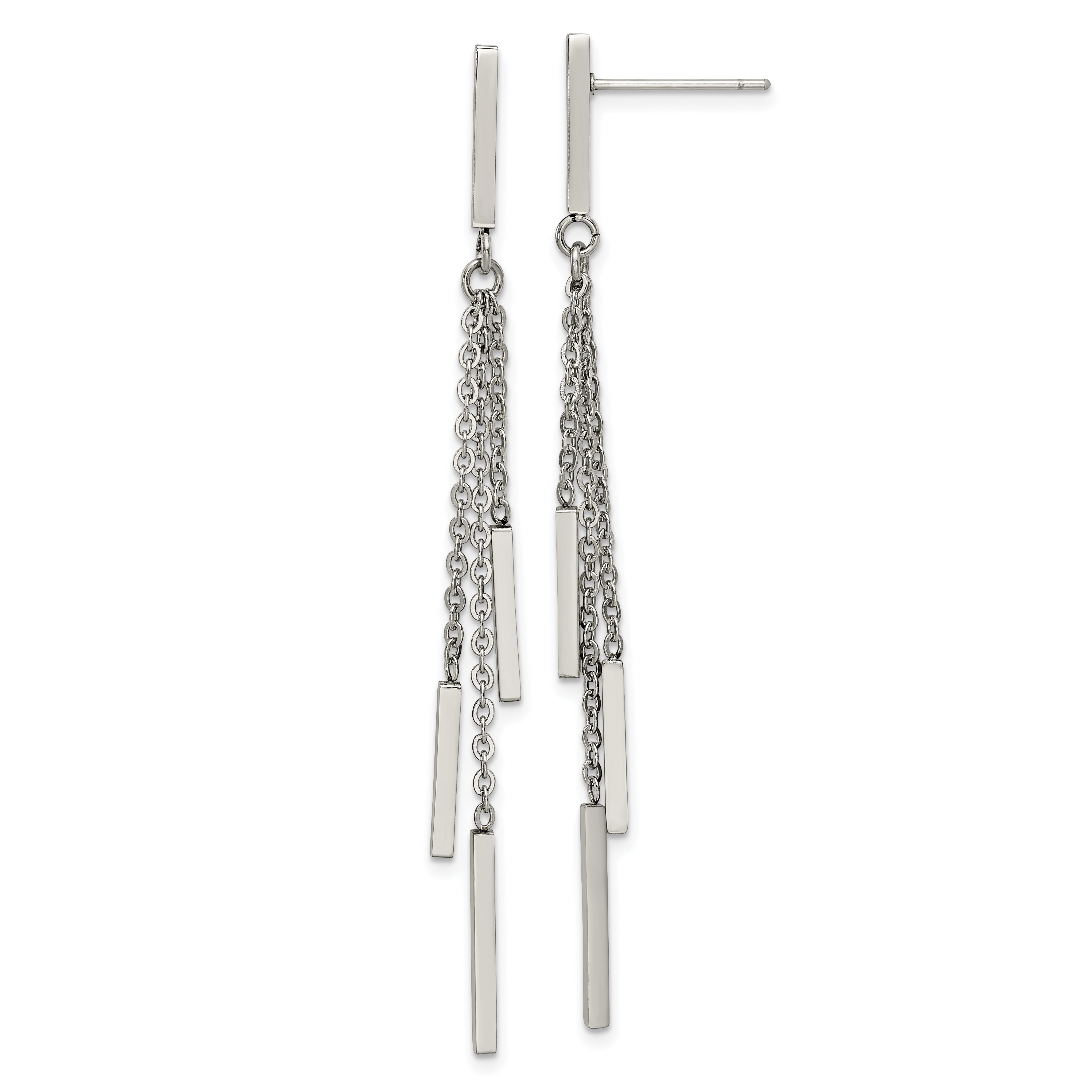Chisel Stainless Steel Polished Bar Post Dangle Earrings