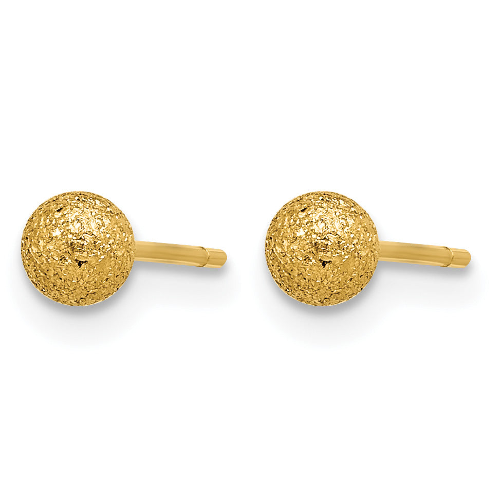 Stainless Steel Gold-Tone Polished Ball Earrings for Women