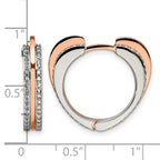 Stainless Steel Rose Gold-Tone Polished Heart Hinged Lab-Created Crystal Huggie Hoop Earrings for Women