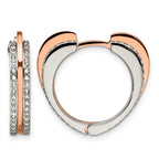 Stainless Steel Rose Gold-Tone Polished Heart Hinged Lab-Created Crystal Huggie Hoop Earrings for Women