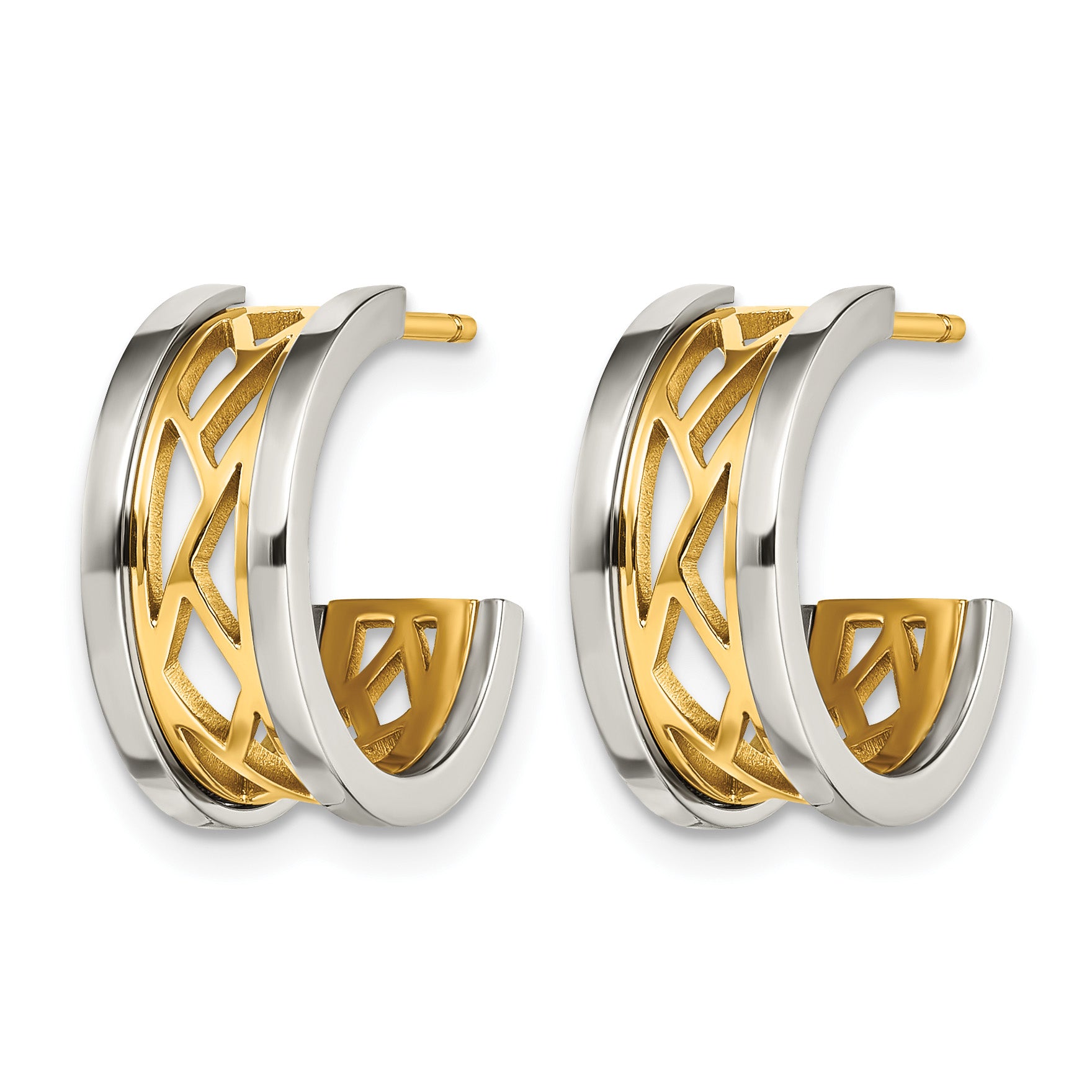 Stainless Steel Gold-Tone Polished C-Hoop Earrings for Women Secondary image
