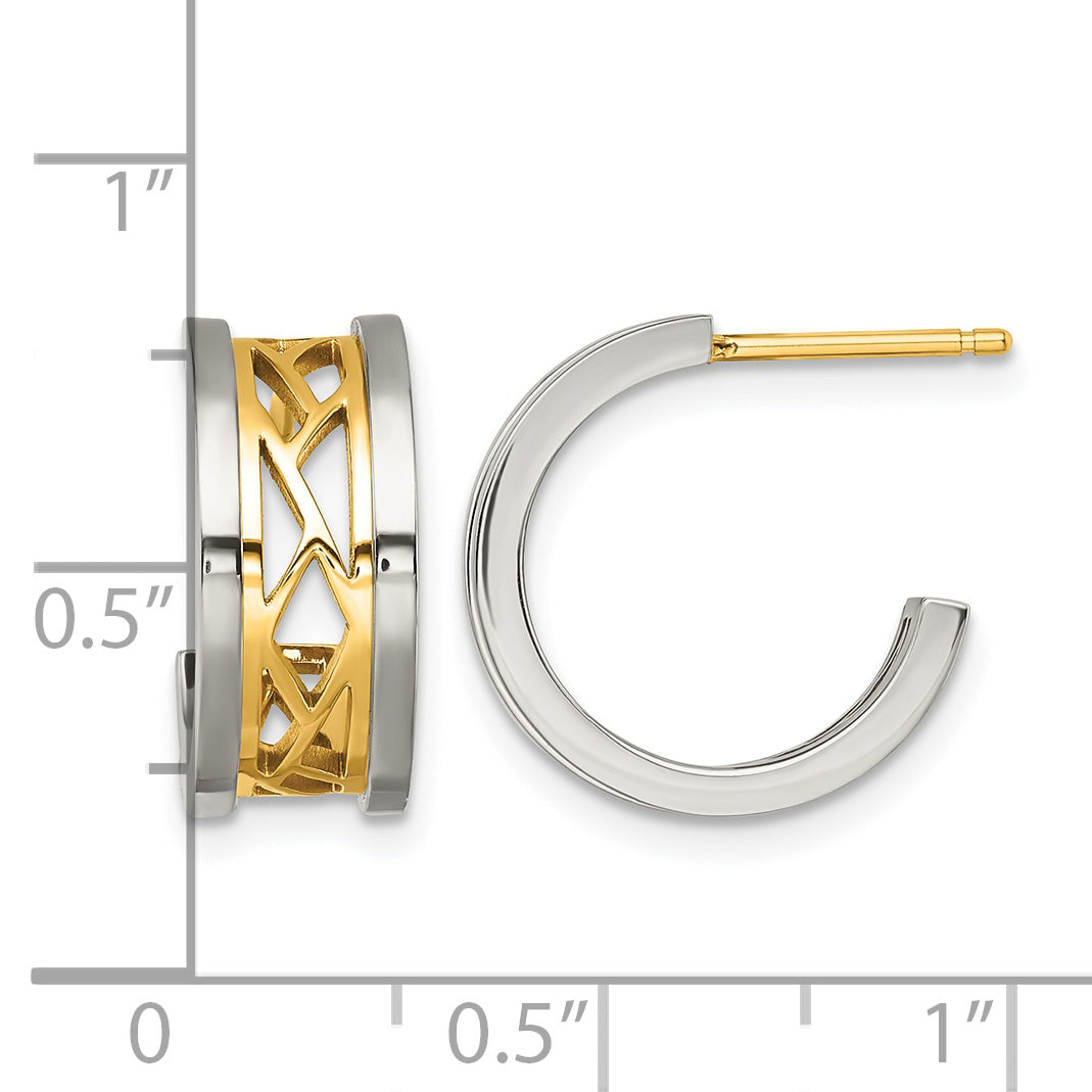 Stainless Steel Gold-Tone Polished C-Hoop Earrings for Women