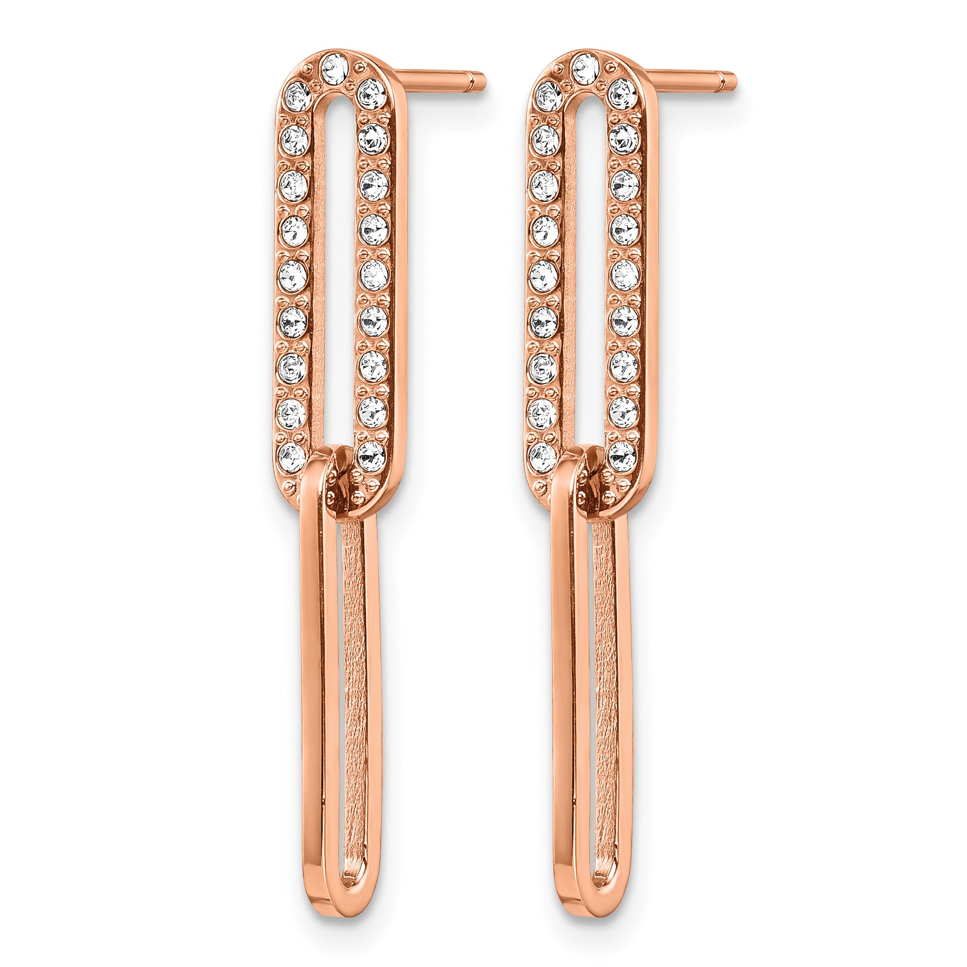 Stainless Steel Rose Gold-Tone Polished Lab-Created Crystal Drop Dangle Earrings for Women Secondary image