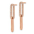 Chisel Stainless Steel Polished Rose IP-plated with Crystal Interlocked Post Dangle Earrings