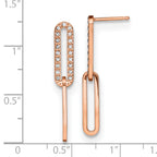 Chisel Stainless Steel Polished Rose IP-plated with Crystal Interlocked Post Dangle Earrings