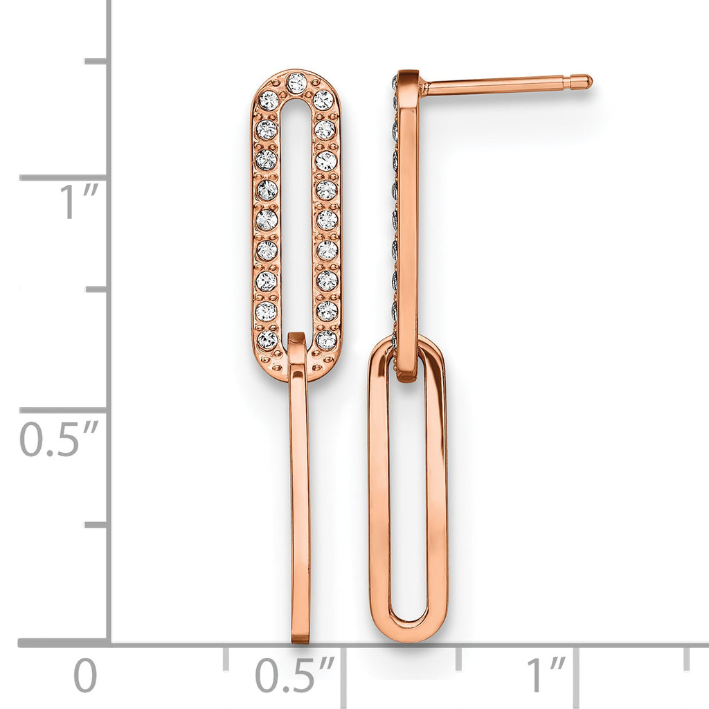 Stainless Steel Rose Gold-Tone Polished Lab-Created Crystal Drop Dangle Earrings for Women