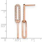 Stainless Steel Rose Gold-Tone Polished Lab-Created Crystal Drop Dangle Earrings for Women
