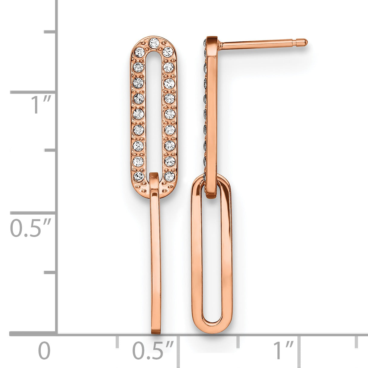 Stainless Steel Rose Gold-Tone Polished Lab-Created Crystal Drop Dangle Earrings for Women