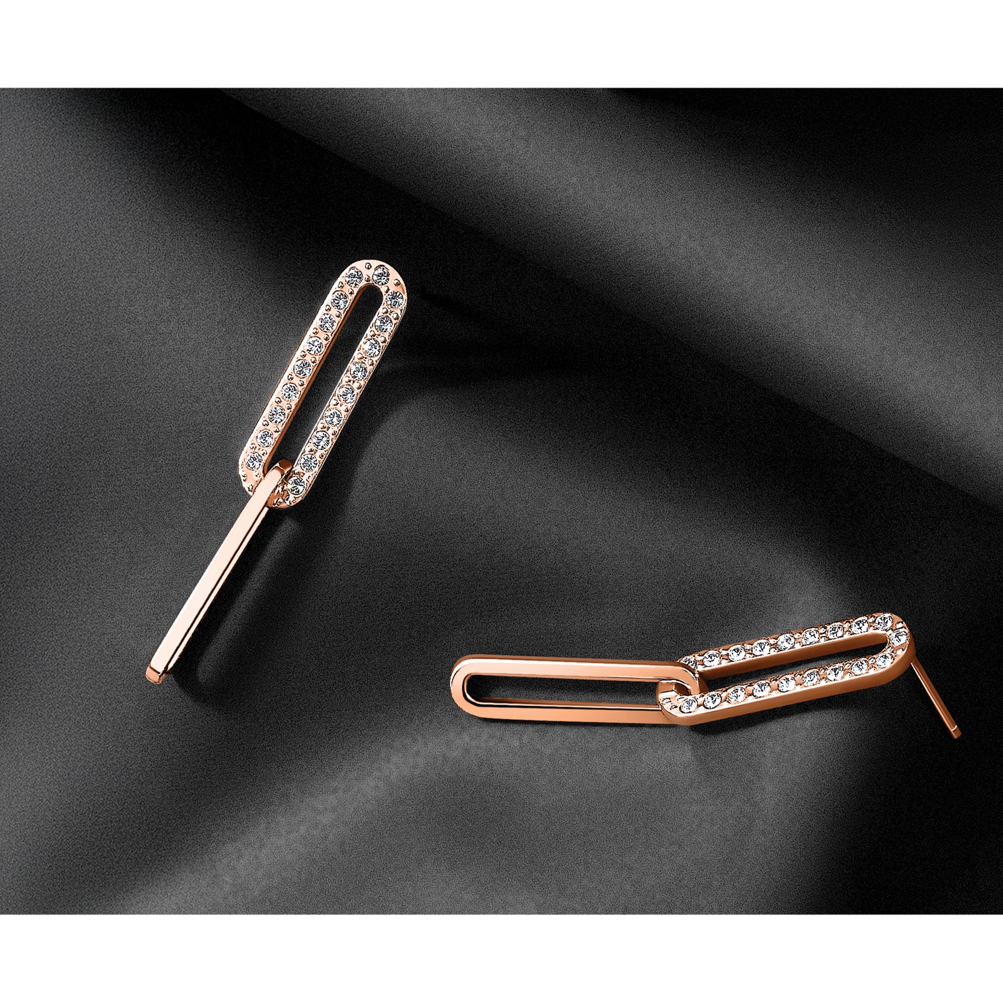 Stainless Steel Rose Gold-Tone Polished Lab-Created Crystal Drop Dangle Earrings for Women