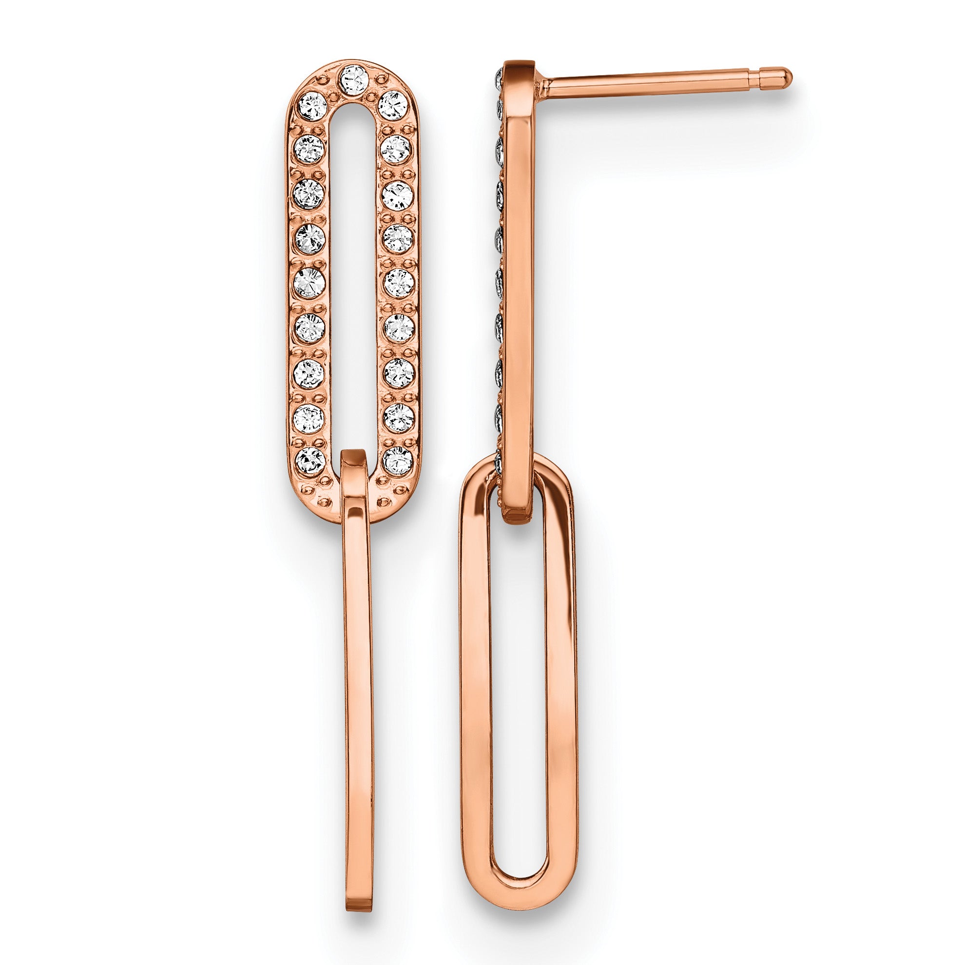 Stainless Steel Rose Gold-Tone Polished Lab-Created Crystal Drop Dangle Earrings for Women Main image