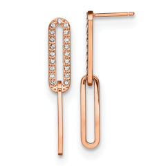 Chisel Stainless Steel Polished Rose IP-plated with Crystal Interlocked Post Dangle Earrings