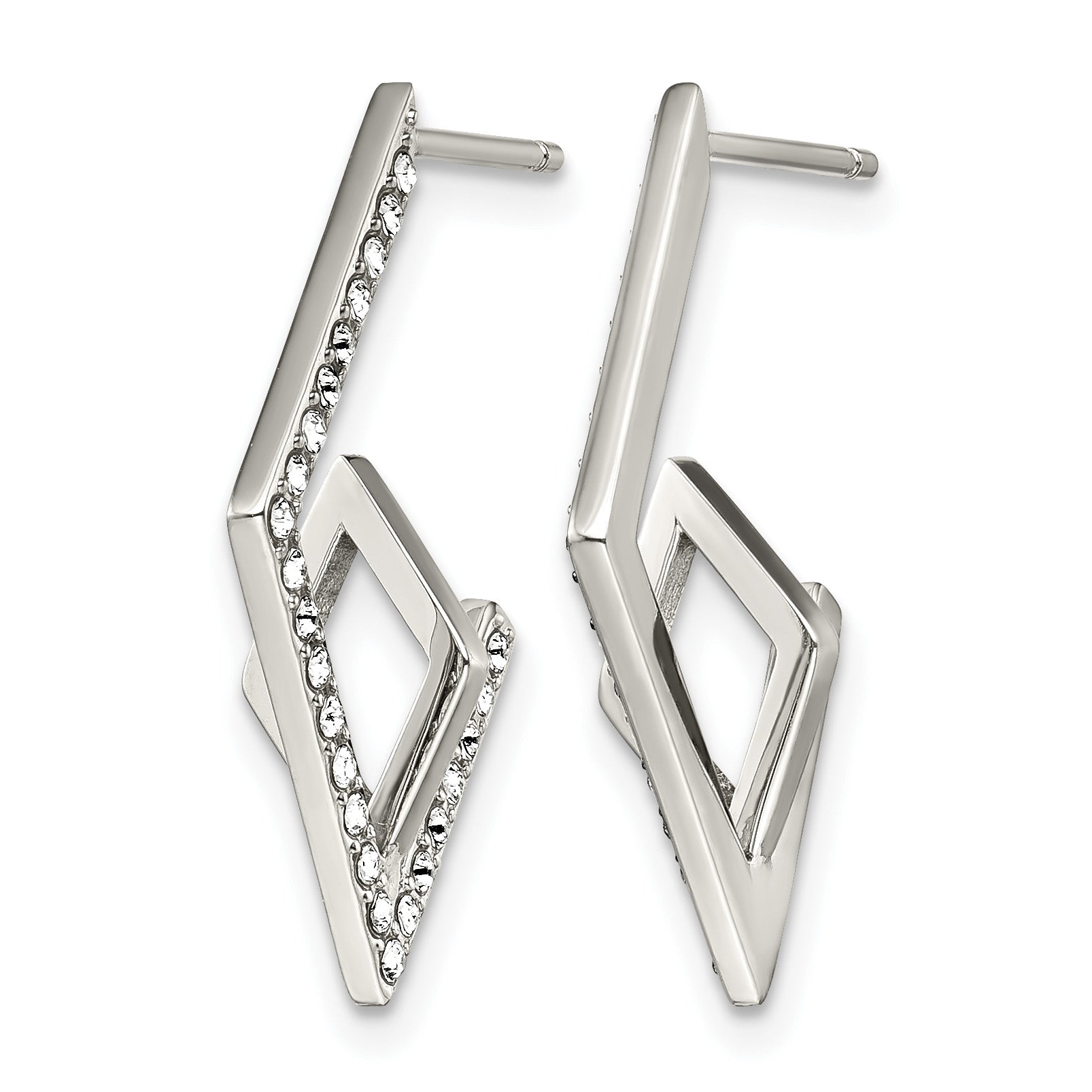 Stainless Steel Polished Geometric Lab-Created Crystal Drop Dangle Earrings for Women Secondary image