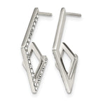 Stainless Steel Polished Geometric Lab-Created Crystal Drop Dangle Earrings for Women