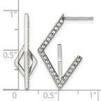 Stainless Steel Polished Geometric Lab-Created Crystal Drop Dangle Earrings for Women