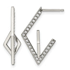 Stainless Steel Polished Geometric Lab-Created Crystal Drop Dangle Earrings for Women