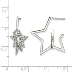 Stainless Steel Polished Star Lab-Created Crystal Hoop Earrings for Women