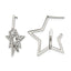 Stainless Steel Polished Star Lab-Created Crystal Hoop Earrings for Women