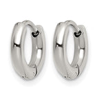 Stainless Steel Polished Hinged Huggie Hoop Earrings