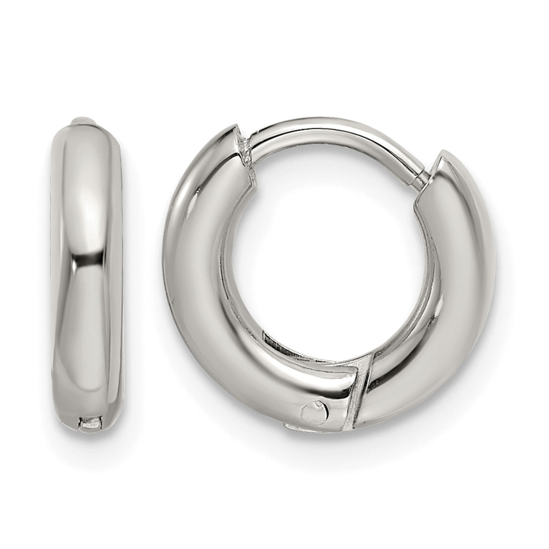 Stainless Steel Polished Hinged Huggie Hoop Earrings Main image