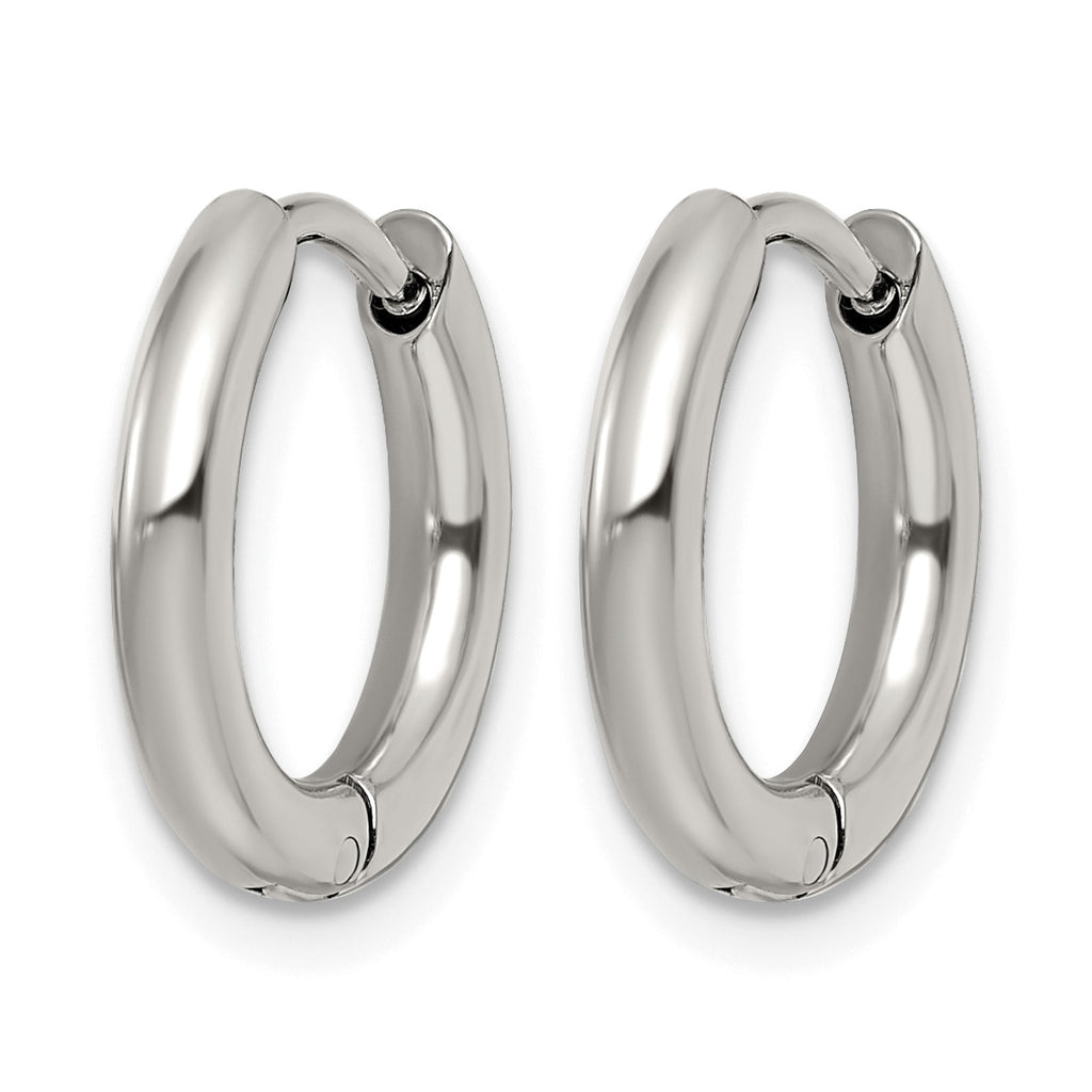 Stainless Steel Polished Hinged Huggie Hoop Earrings