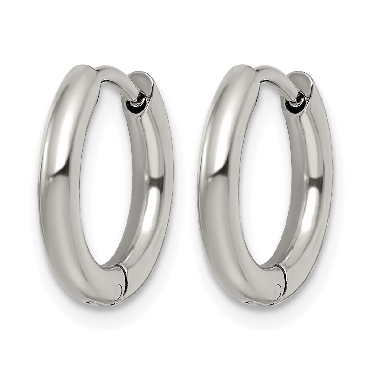 Stainless Steel Polished Hinged Huggie Hoop Earrings